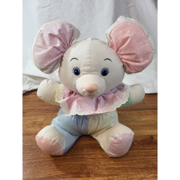 Vtge Applause Mouse‎ Pastel Color Block Plush Rattle Embroidered Eyes - Picture 1 of 7